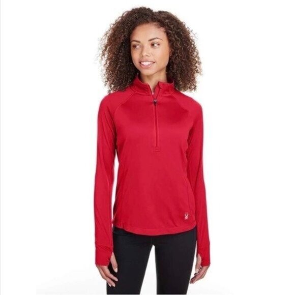 Spyder Active Hot Pink/Cherry Red Half Zip Performance Sweater - Picture 1 of 7